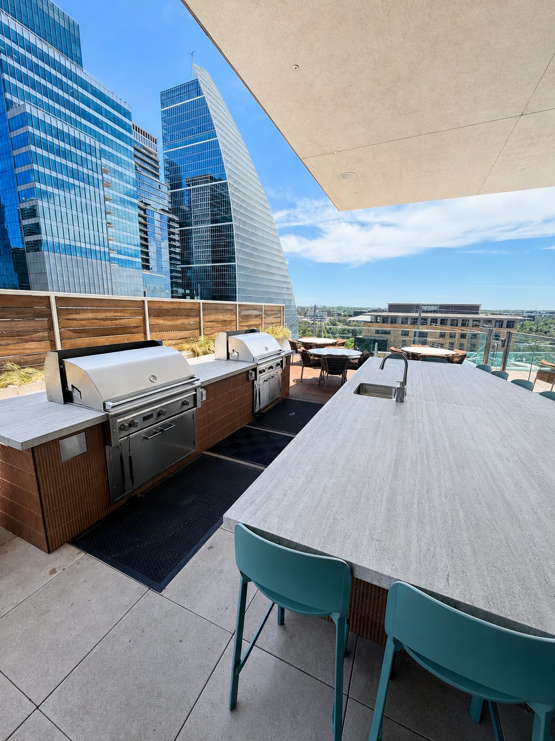 The Independent rooftop built-in grill detail