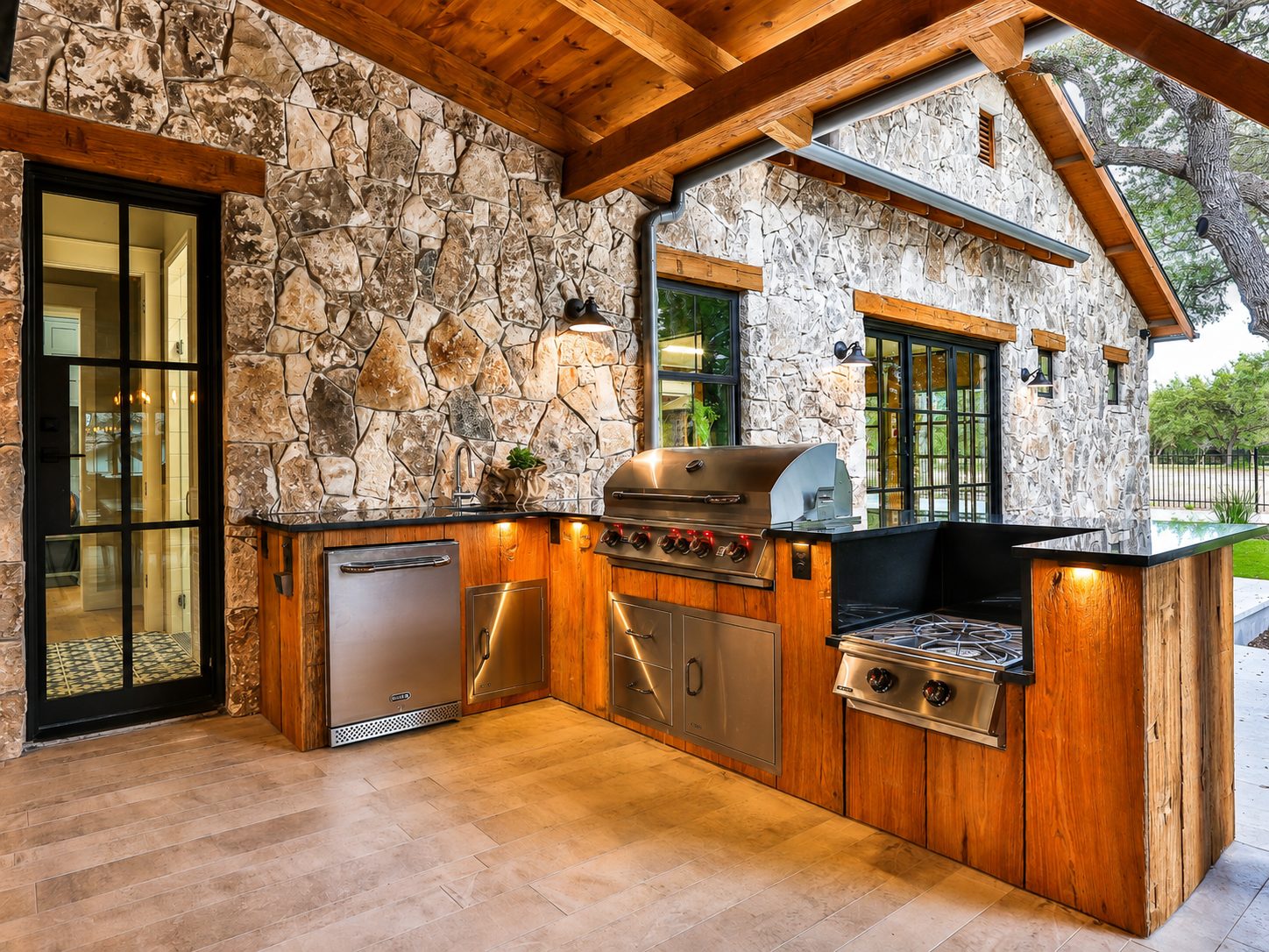 Water's Edge stone-clad timber columns